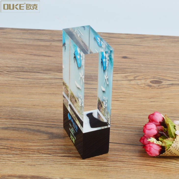 Fashion Design Printing Acrylic Trophy Block