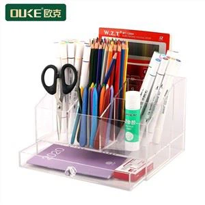 Clear Pen Organizer Storage Box سازمان دهنده میز اکریلیک با 7 محفظه